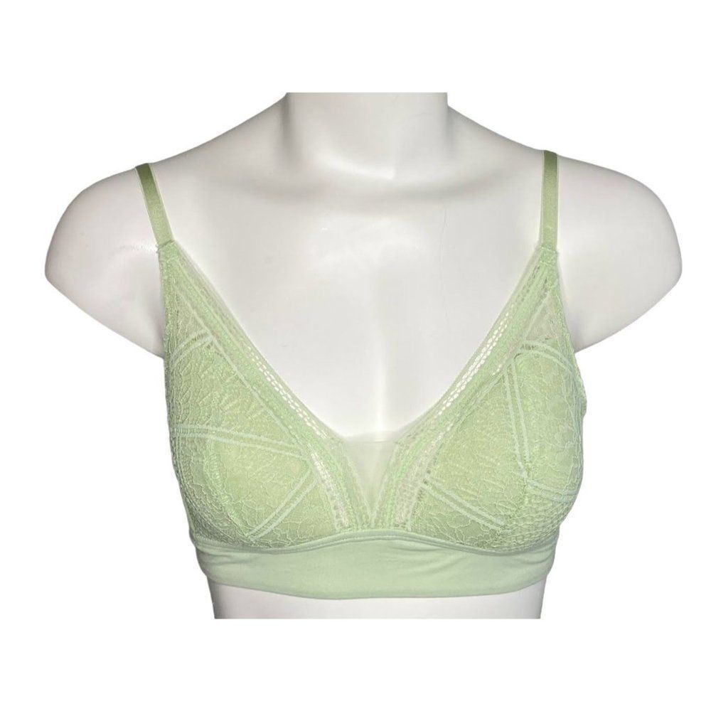 Auden Bralette Women's XXL 2XL Light Green Lace Light-Pad Adjustable LIned NEW